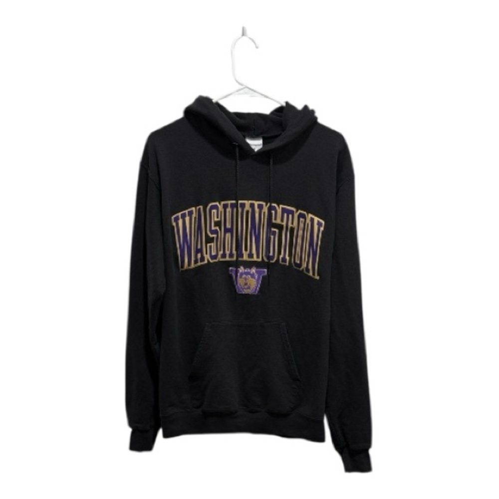 Champion Washington Huskies Embroidered Logo Size Medium Hoodie Black Purple